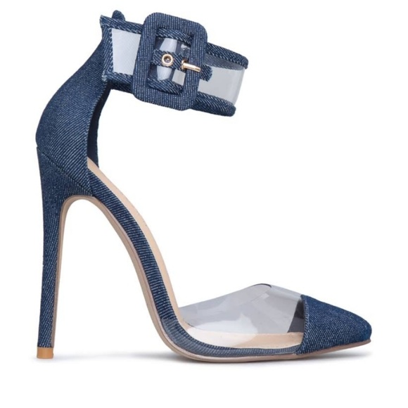 Shoedazzle Gwen Jean/Clear Heels - Picture 2 of 3
